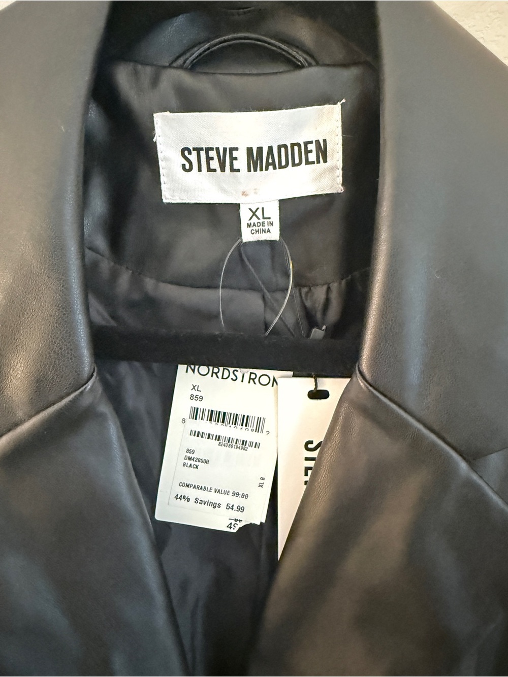 Steve Madden Black Faux Leather Two-Button Blazer - Picture 2 of 5